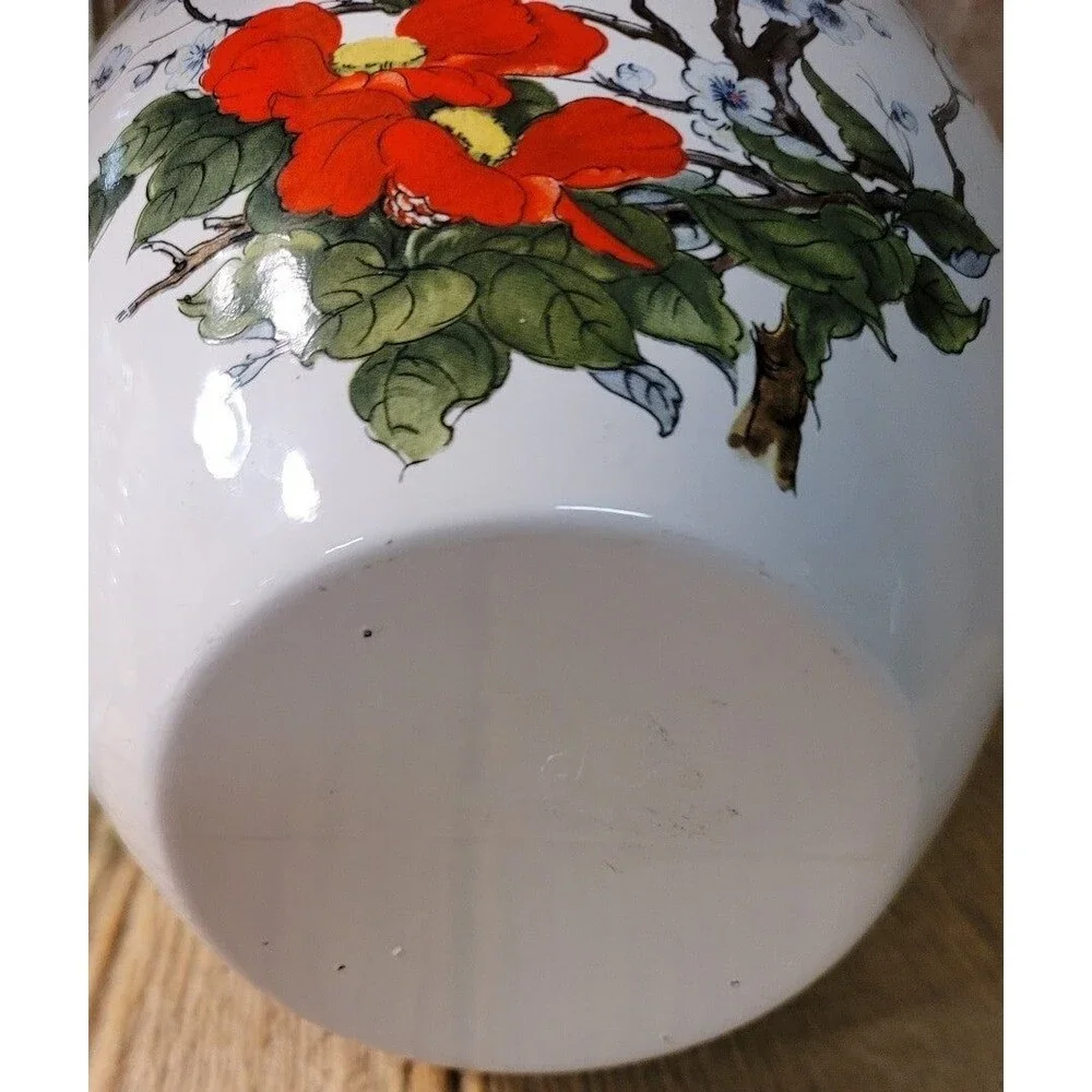 7-3/4 Tall Vase- With Blue Jay Pair sitting on a branch.